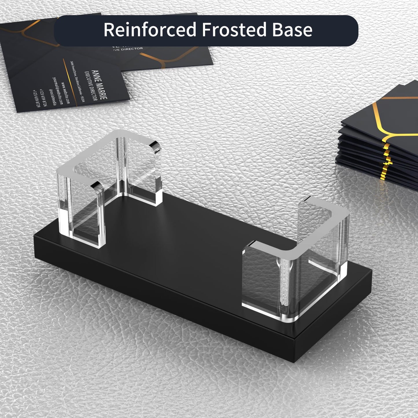EMOMAS Acrylic Business Card Holder for Desk,Business Card Stand,Clear Business Card Display,Desk Business Card Holders,Business Card Display Stand,Acrylic Business Card Holder Display,Black 2 Pcs