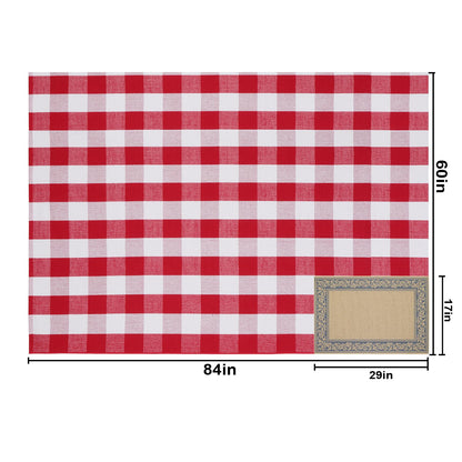 Christmas Red and White Plaid Rug 5 x 7 Ft, Hand-Woven Indoor/Outdoor Layered Cotton Blend Buffalo Plaid Rug, Washable Front Door Mat, Perfect for Porch, Living Room, Entryway
