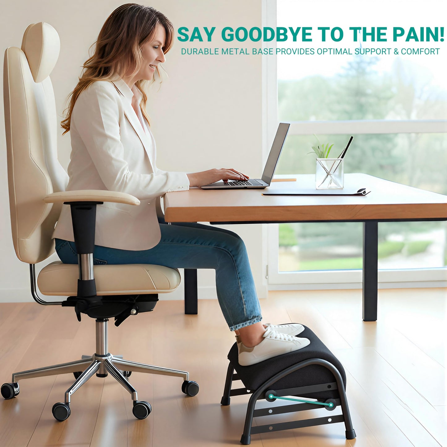 YEASHEIN Adjustable Foot Rest for Under Desk at Work, Ergonomic Foot Stools with 7 Positions, Elevated Cushion Under Desk Footrest with Metal Frame, Leg Rest Used for Home, Car, PC Gaming Accessories