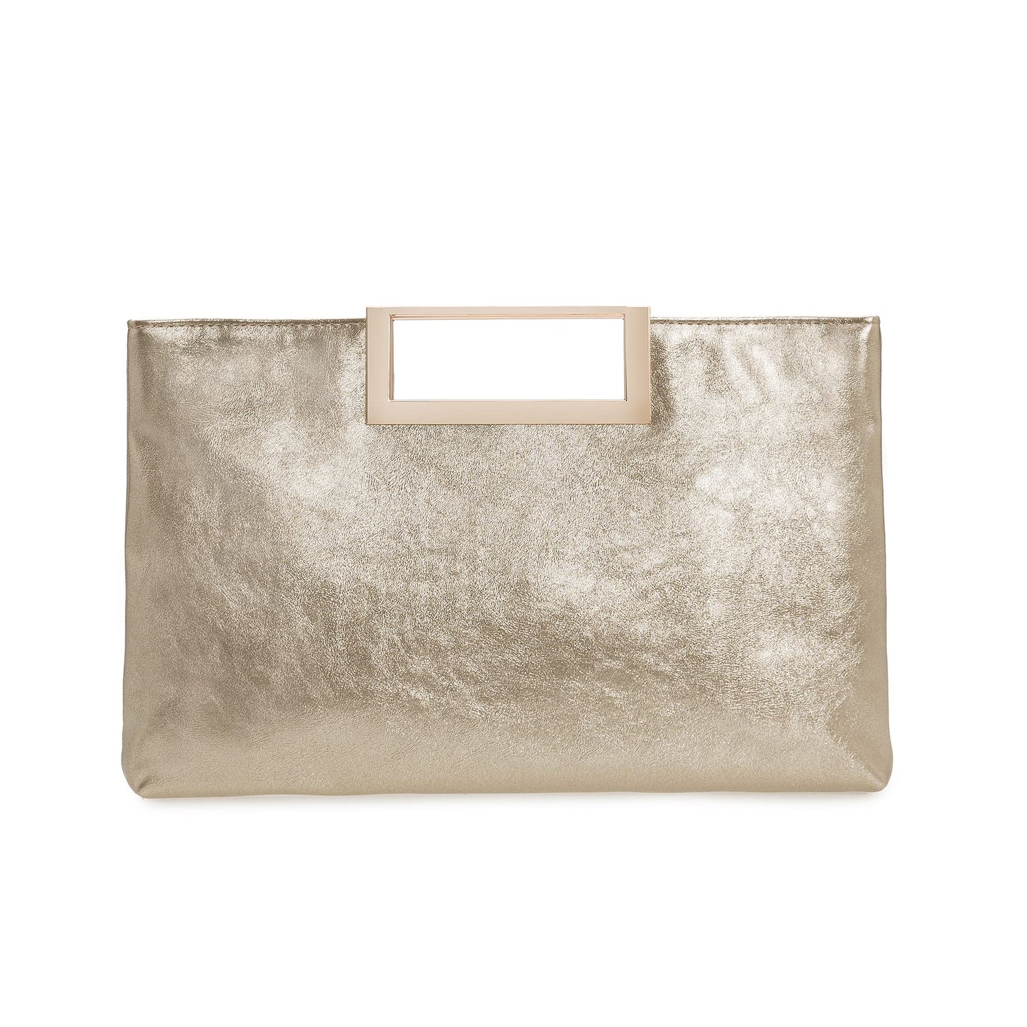 CHARMING TAILOR Fashion PU Leather Handbag Stylish Women Convertible Clutch Purse (Gold)