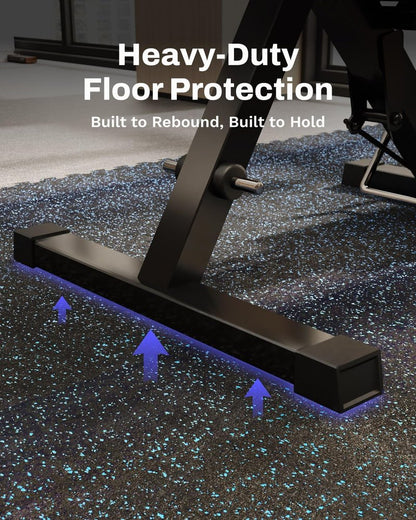 AIRHOP Exercise Mats - 0.79in Thick Interlocking Rubber Tiles | 72 Sq Ft Home Gym Flooring in Black & Blue