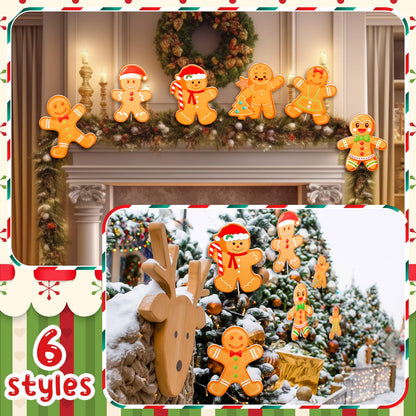 VioraWhite 18 Pcs Christmas Tree Decorations 7.87 Inch Extra Large Gingerbread Man Picks Christmas Gingerbread Man Tree Topper Ornaments for Xmas Winter Home Office Party Vase Decorations