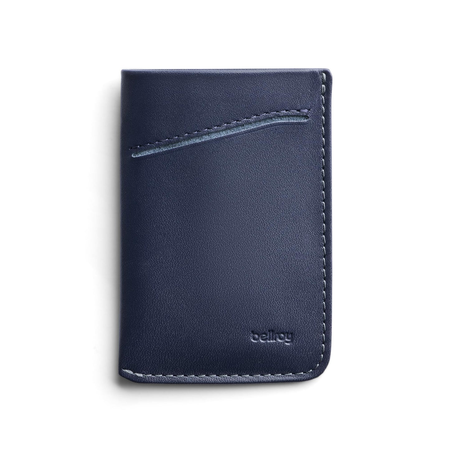 Bellroy Card Sleeve (Premium Leather Card Holder or Minimalist Wallet, Holds 2-8 Cards or Business Cards, Folded Note Storage) - Navy