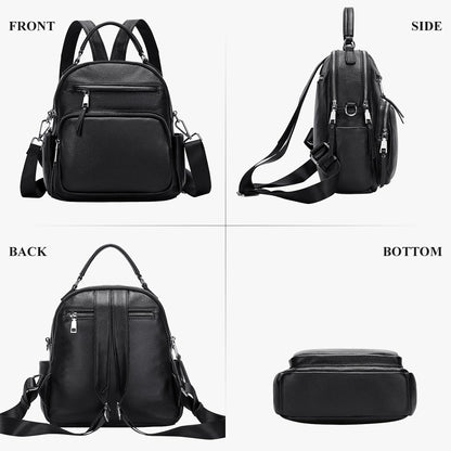 ALTOSY Genuine Leather Backpack for Women Small Convertible Backpack Purse Ladies Shoulder Bag 4 in 1 to Carry