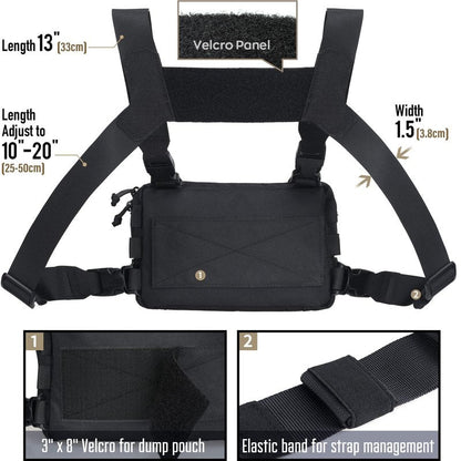 WYNEX Tactical Chest Rig Pack for Men, Running Chest Bag with Front Loop Airsoft Recon Chest Rigs for Hunting Outdoor EDC Combat Patch Included