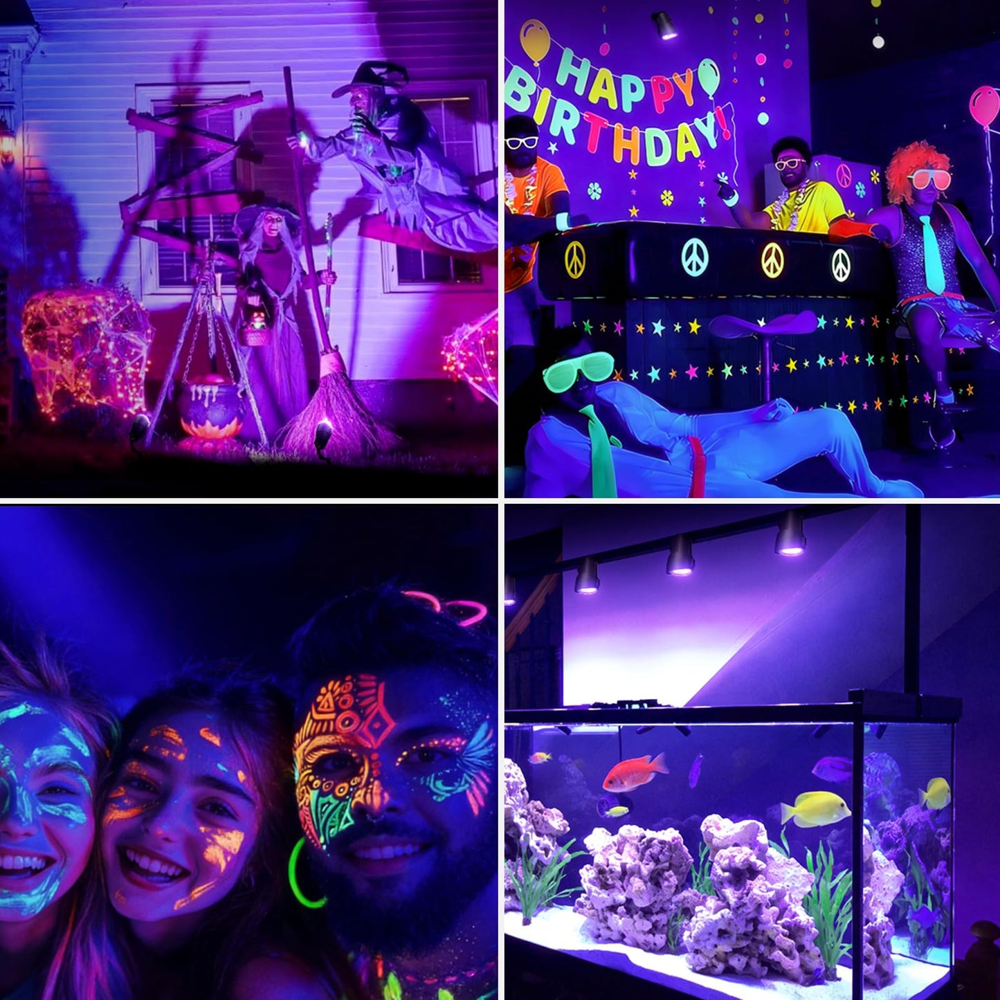 12W LED Black Light Outdoor UV Spotlight, IP65 Waterproof Blacklight Spot Lights, 385-400nm, Plug-in Landscape Lighting with US Plug for Glow Party Body Paint Fluorescent Poster Neon Decor (2 Pack)