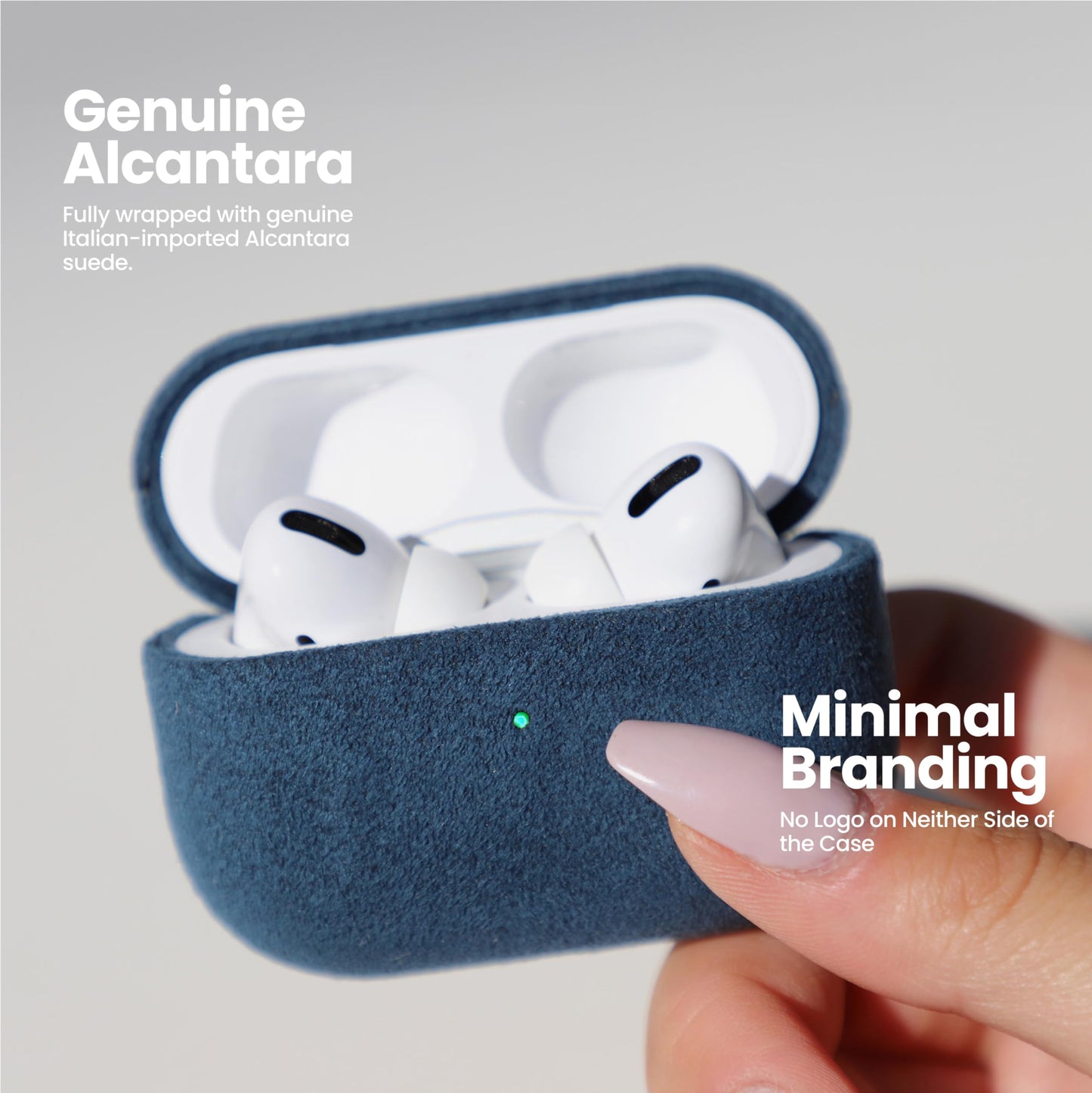 ALTRAALMA Alcantara Suede Case for AirPods Pro 3, Handmade Full-Wrap Case,Synthetic Suede Cover, Handmade Full Wrap, Full Protection and Shock Resistance (Red)
