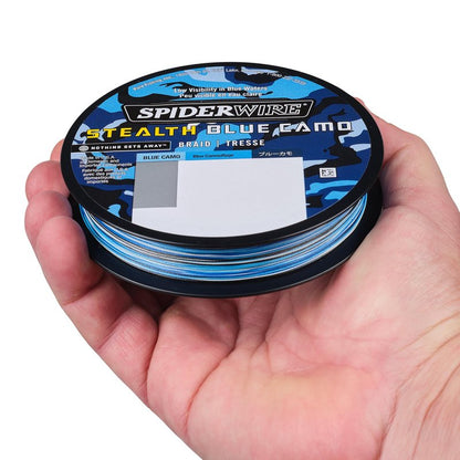 SpiderWire Stealth® Superline, Blue Camo, 65lb | 29.4kg, 125yd | 114m Braided Fishing Line, Suitable for Saltwater and Freshwater Environments