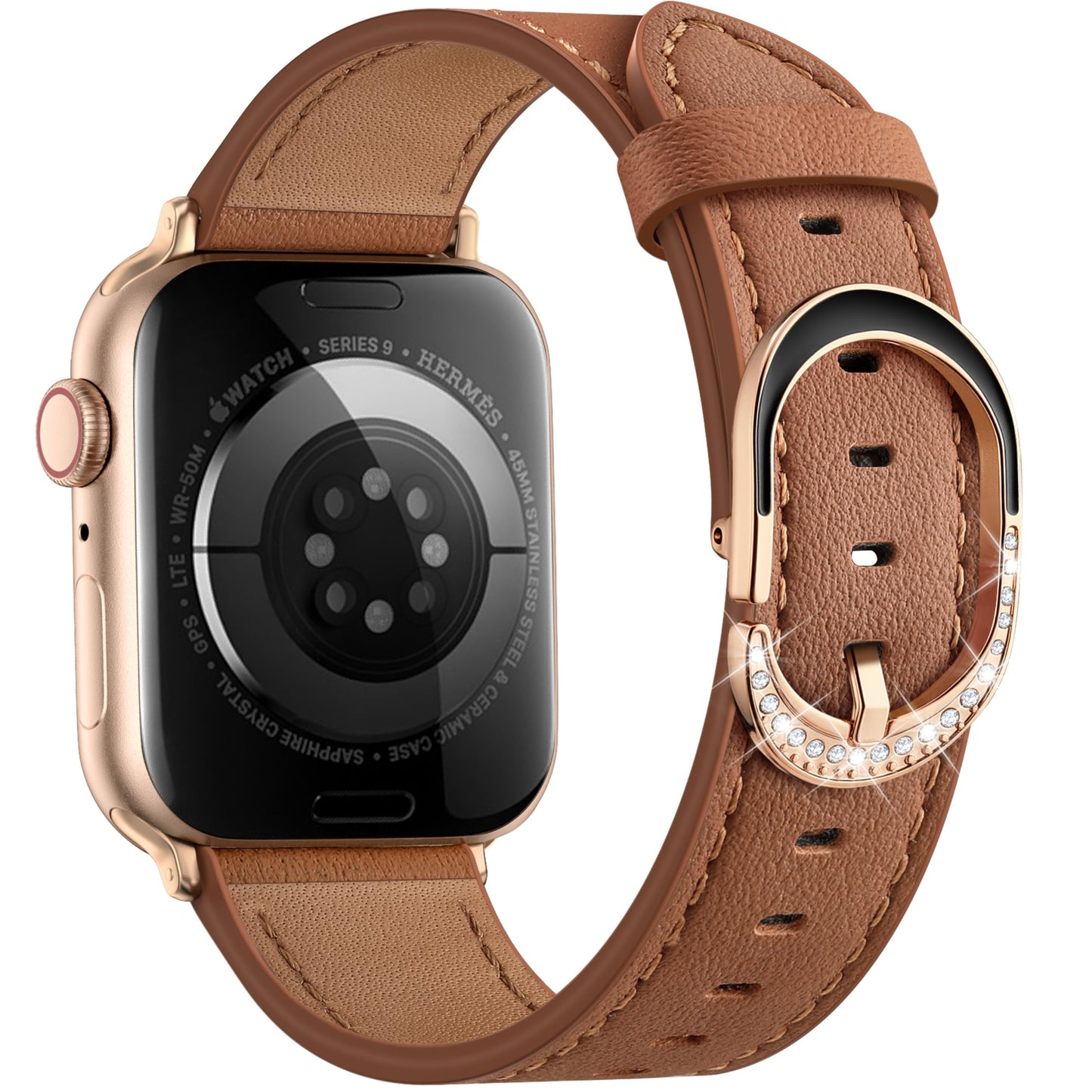 DaQin Leather Band Compatible with Apple Watch Bands for Women 40mm 38mm 41mm 42mm, Premium Top Grain Genuine Leather Strap Adjustable Wristband for iWatch Series 11 10 9 8 7 6 5 4 3 2 1 SE, Brown