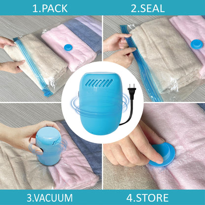 Vacuum Storage Bags with Electric Pump, 10 Jumbo Space Saver Bags Vacuum Seal Bags with Pump, Space, Vacuum Sealer Bags for Clothes, Comforters, Blankets, Bedding