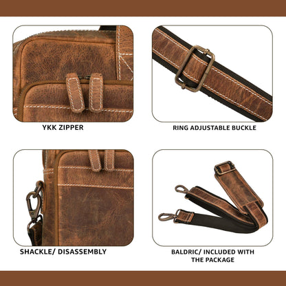 LEATHER VILLAGE 18" Leather Laptop Messenger Briefcase Bag for Men-Leather Satchel for Travel and Office Shoulder Bag- Sun Tan Brown