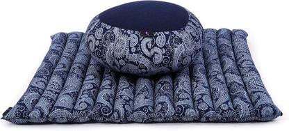 Meditation Cushion Set - Round Zafu Pillow & Square Roll-Up Zabuton Mat | Kapok Filled Comfort