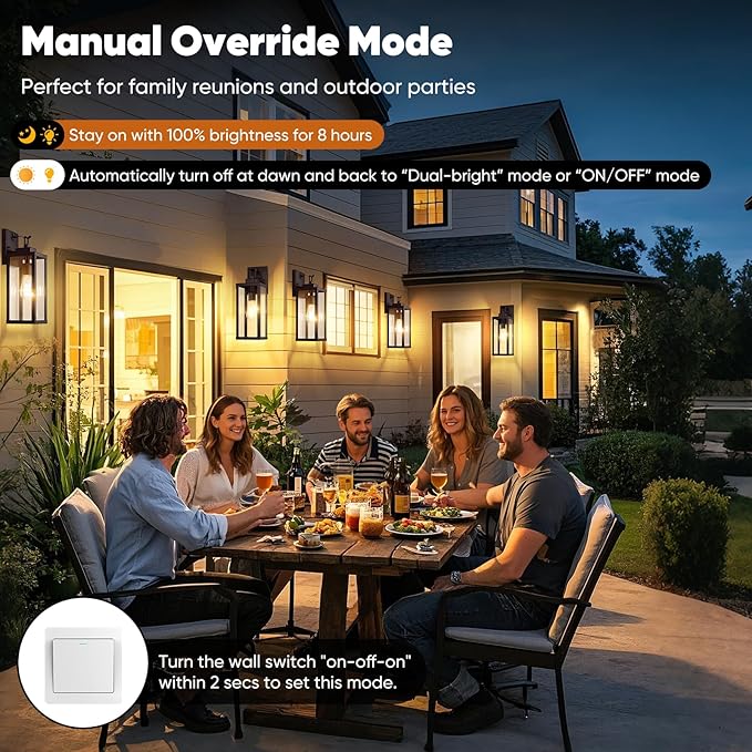 BesLowe 16” Upgraded Motion Sensor Outdoor Wall Lights, Dusk to Dawn Porch Lights Outdoor Wall Sconces, 3 Lighting Modes Exterior Lighting Fixtures with Hooks, Brown Outside Lights for House, 2-Pack