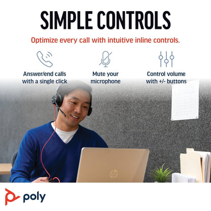 Poly Blackwire 8225 Premium Wired Headset (Plantronics) – Active Noise Canceling – Hi-fi Stereo - Connect to PC/Mac - Works w/Teams, Zoom - Amazon Exclusive
