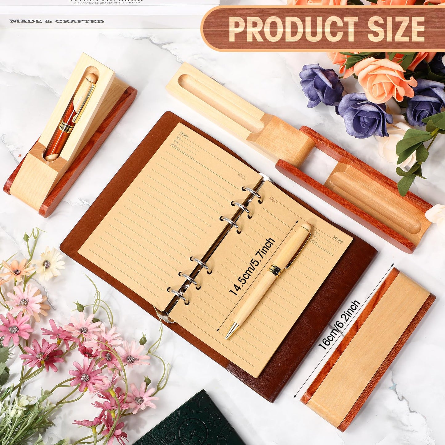 Zhanmai 3 Sets Wooden Ballpoint Pen Sets for Men Gift with Business Pen Case Display, Appreciation Gifts for Men Christmas Birthday Employee Office Supplies, Thank You Gifts for Dad Father