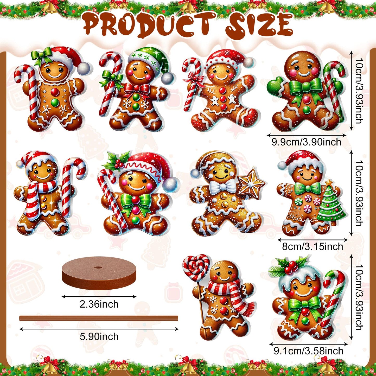 Geelin 10 Pcs Christmas Gingerbread Table Decoration Wooden Gingerbreads Centerpiece for Table Gingerbreads Theme Birthday Party Decor Gift for Xmas Holiday Winter Desk Home Office Party Decor