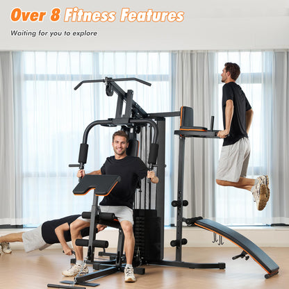 Home Gym with 118 LBS Weight Stack, Multifunctional Workout Station, All-in-One Exercise Equipment for Full Body Strength Training