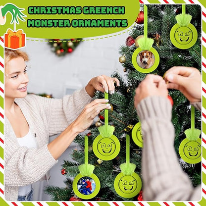 Blulu 24 Pack Lime Green Photo Frames Ornaments - Wooden Christmas Tree Decor for DIY Party Gifts