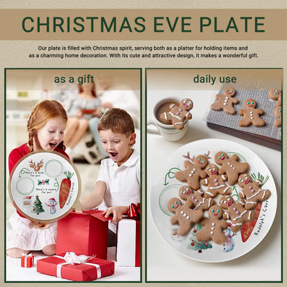 Viynran 10" Santa Cookie Melamine Plate – Round Christmas Tray for Snacks, Milk, and Carrots, Cute Santa Treat Platter for Xmas Eve, Decorative Serving Board for Holiday Parties (2 Pieces)