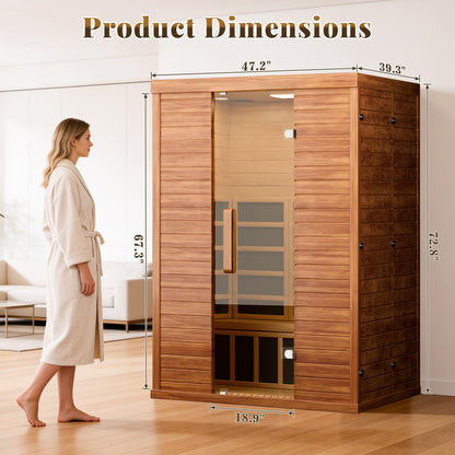 EASYHAWK 2 Person Infrared Sauna for Home, Smart App Control Home Sauna with WiFi & Bluetooth, Low EMF 1500W/120V LCD Heater, Indoor Sauna with Flame-Retardant Design