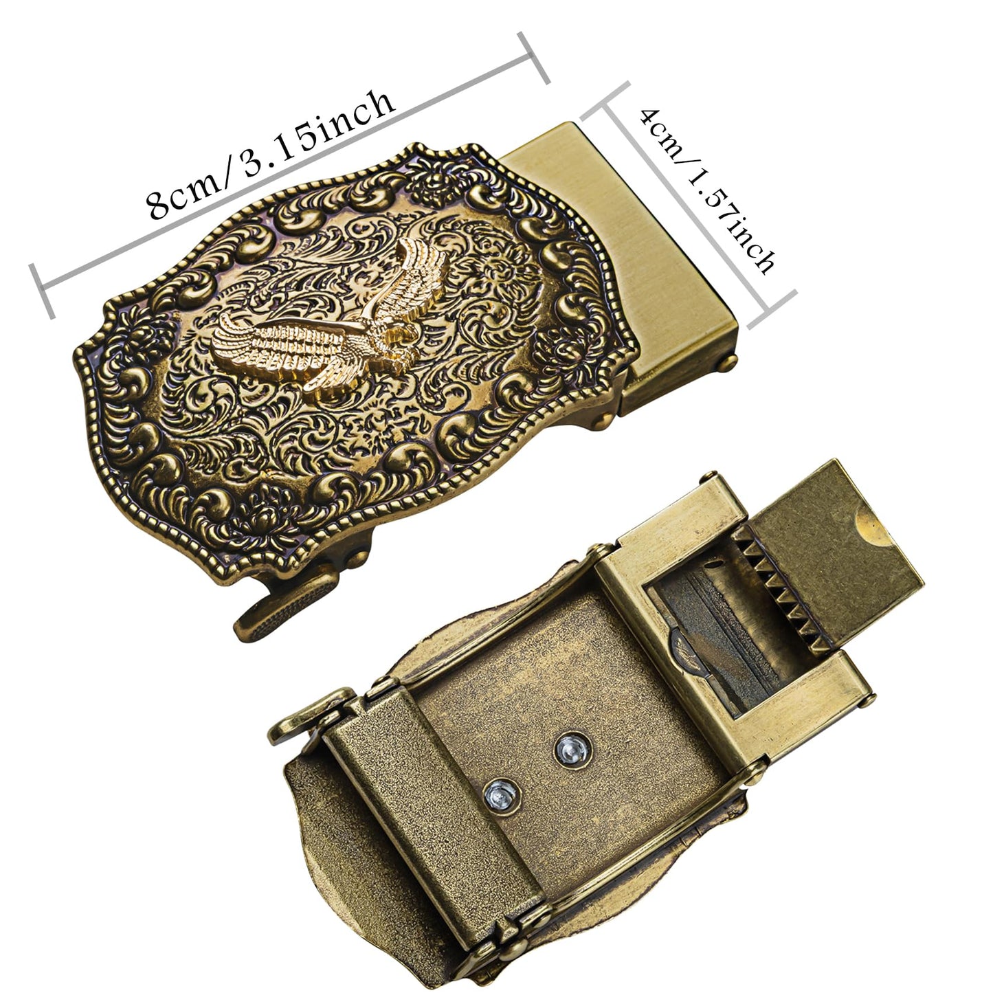 Dubulle Western Ratchet Belt Buckle Only 40mm Replacement Automatic Buckle Fits 1 3/8" Strap for Cowboy Business Dress