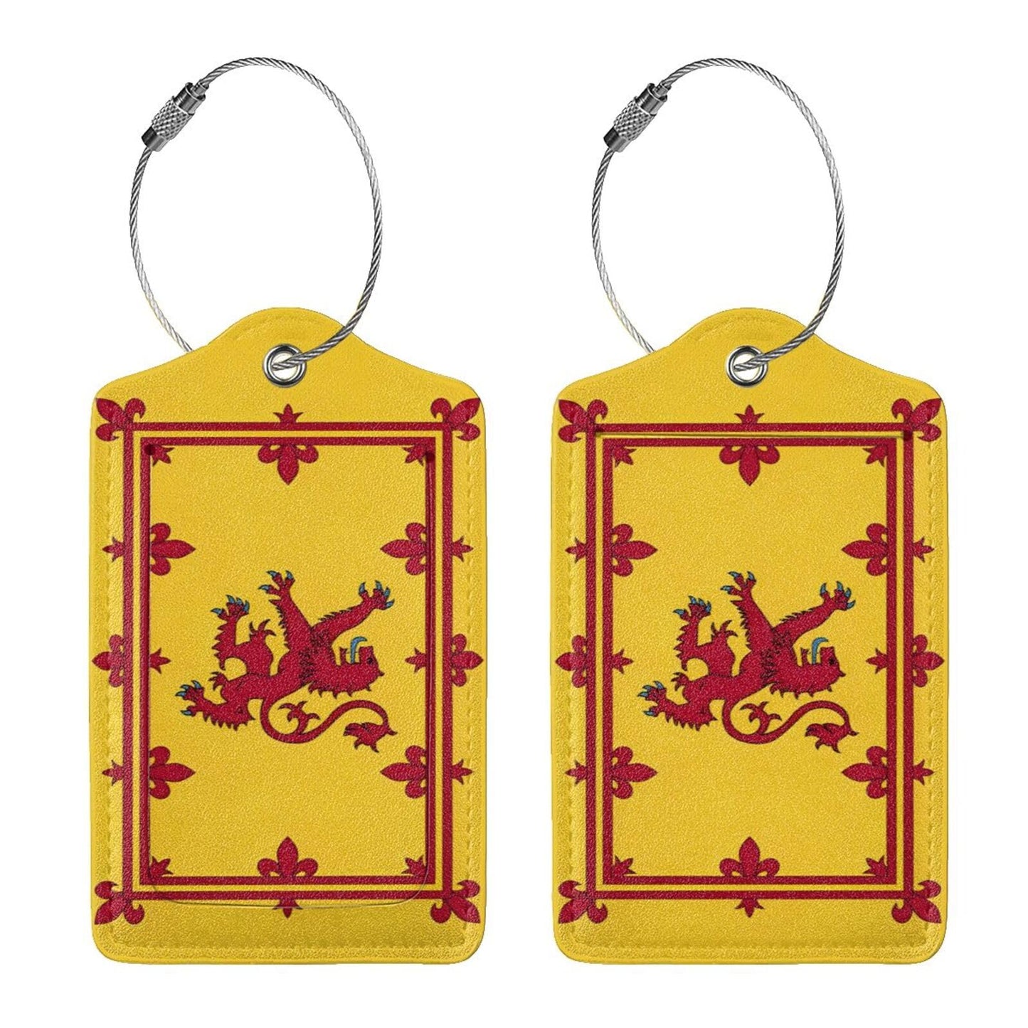 Scotland Rampant Lion Luggage Tag with Stainless Steel Loop Privacy Cover Id Label for Travel Bag Suitcase 2 Pcs