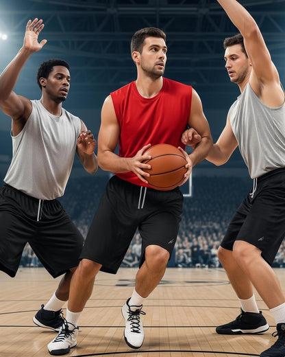 NY Threads 3 Pack Men's Athletic Shorts Quick Dry Lightweight Workout Running Gym Shorts with Pockets, Large, Black/Black/Dark Grey
