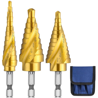 IRONANT 3PCS Step Drill Bit Set, Spiral Grooved HSS Titanium Step Drill Bits for Metal, 31 Sizes Stepper Up Bits