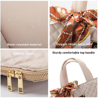Laptop Bag for Women Slim Travel - Computer Bag Laptop Case Lightweight Thin Carrying Fit 15.6-inch 16-inch Notebook Shoulder Crossbody Work Business Office Messenger Briefcase Quilted PU Leather