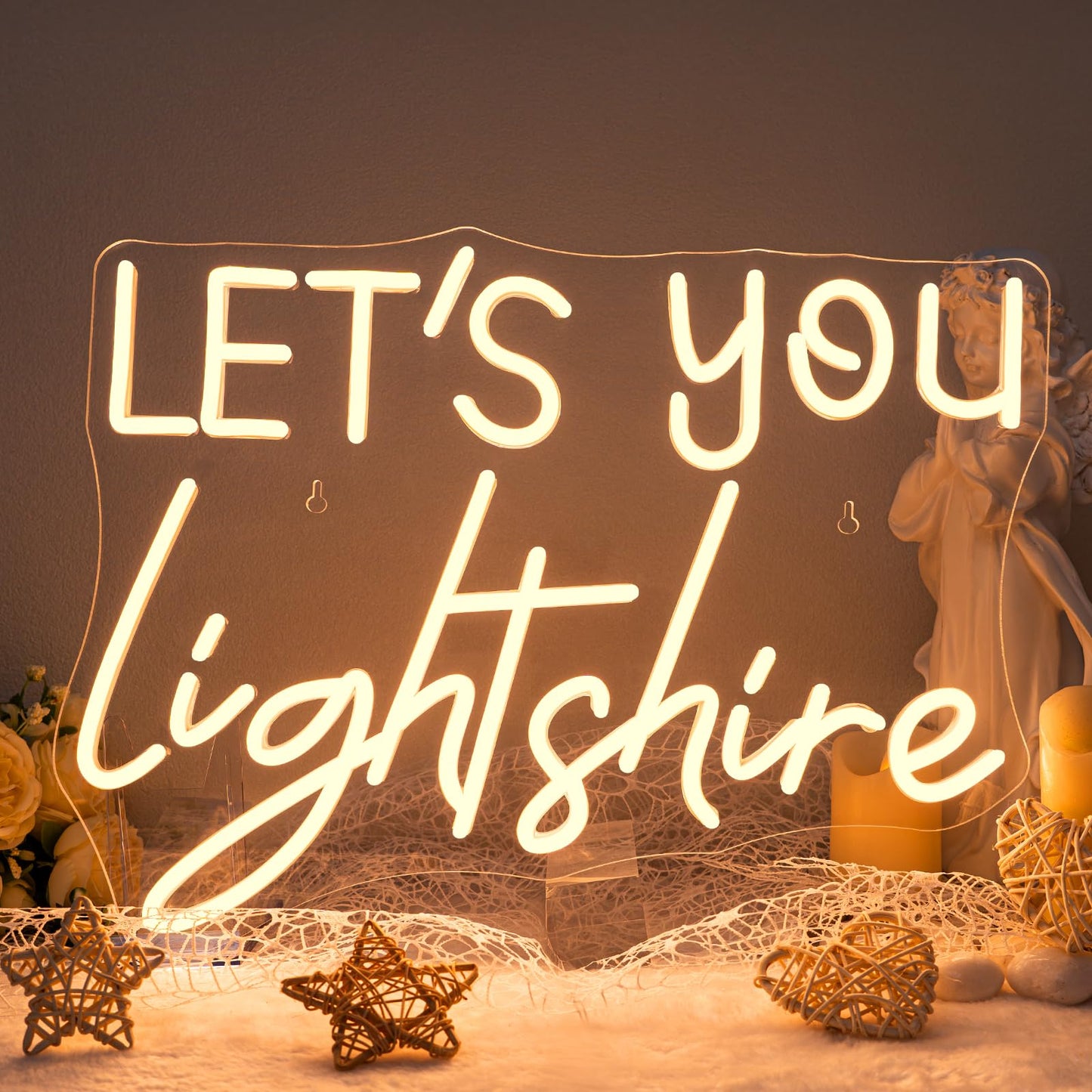 Let's You Light Shine Neon Lights in Bedroom Warm White Christian Neon Sign for Wall Decor Bible Verse Wall Art Religious Gifts for Lords Prayer Decor Jesus Gift to Women