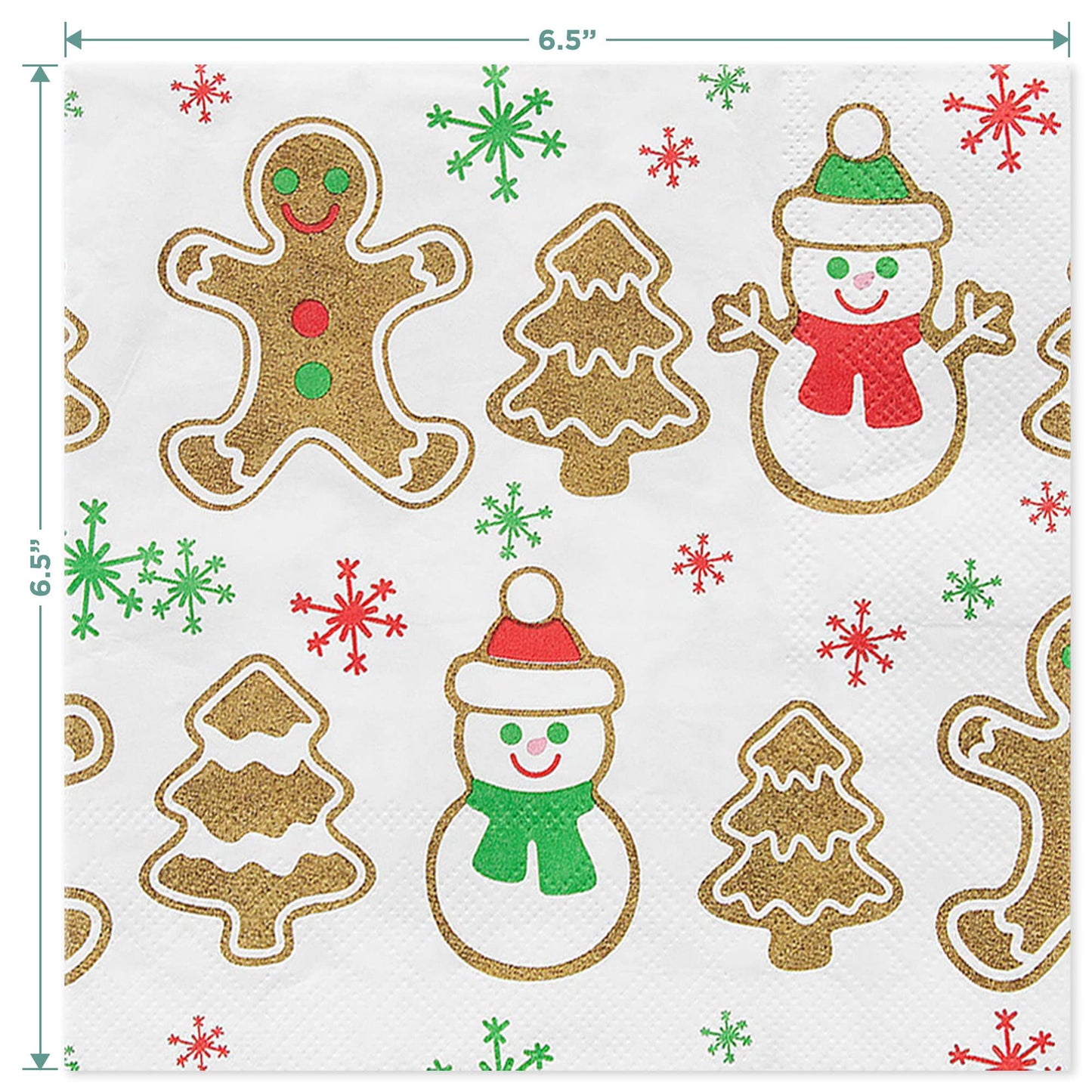 HOME & HOOPLA Gingerbread Man Shaped Paper Dessert Plates, Napkins, Cups, Table Cover, and Hanging Garland for Christmas Holiday and Winter Parties (Serves 16)