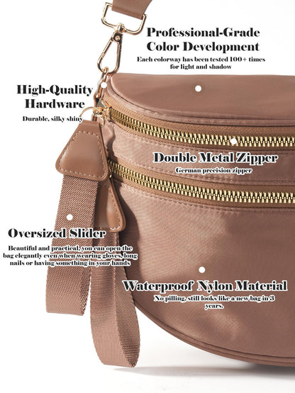 Pure Colour Crossbody Bag Bum Bag for Women,Spacious Purse Fanny Packs Belt Bag,Oversized Bum Bag (Colour Bum Bag-Beige)