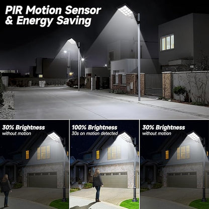Solar Lights Outdoor Motion Sensor, 6500K Dusk to Dawn LED Solar Street Light with Remote Control, IP65 Waterproof Solar Flood Lights for Outside Garden Yard,1PC