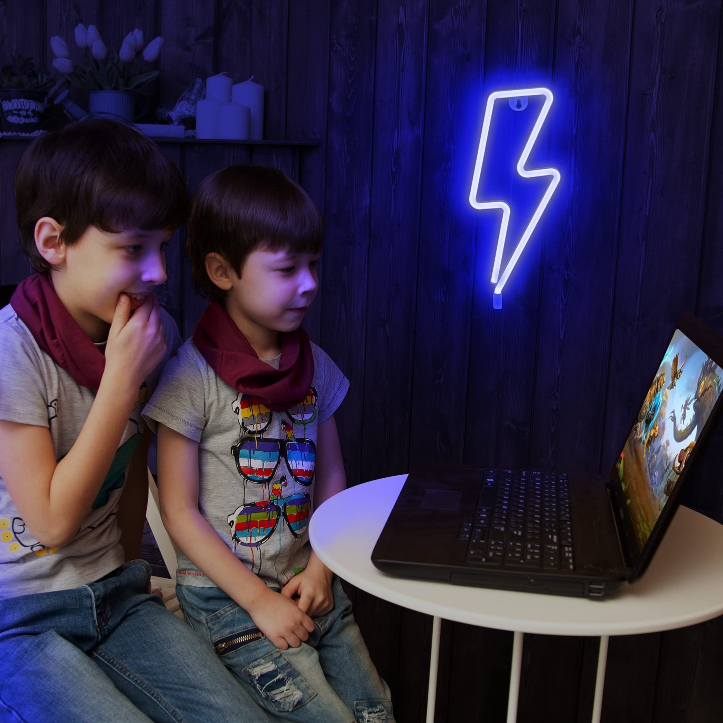 Lumoonosity Lightning Bolt Neon Signs, USB Powered Led Lightning Bolt Light with On/Off Switch, Lightning Neon Sign for Wall Decor, Hanging Led Signs, Neon Lights for Bedroom, Gaming Room Setup