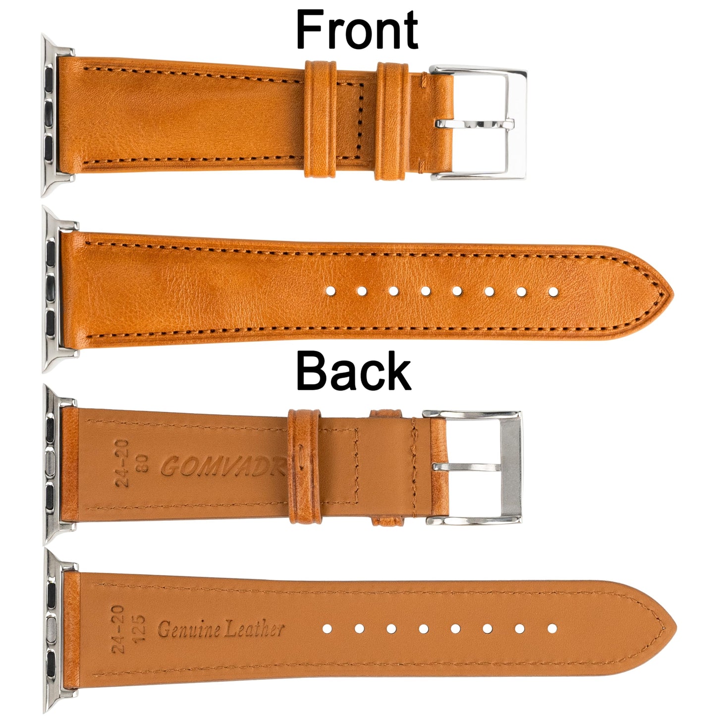 Gomvadr Leather Bands Compatible with Mens Apple Watch Band 42mm 44mm 45mm, Replacement Band Leather Strap for Men's iWatch Series 9 8 7 6 5 4 3 2 1 SE3/2/1 (Yellow/Silver Buckle, 45mm/44mm/42mm)