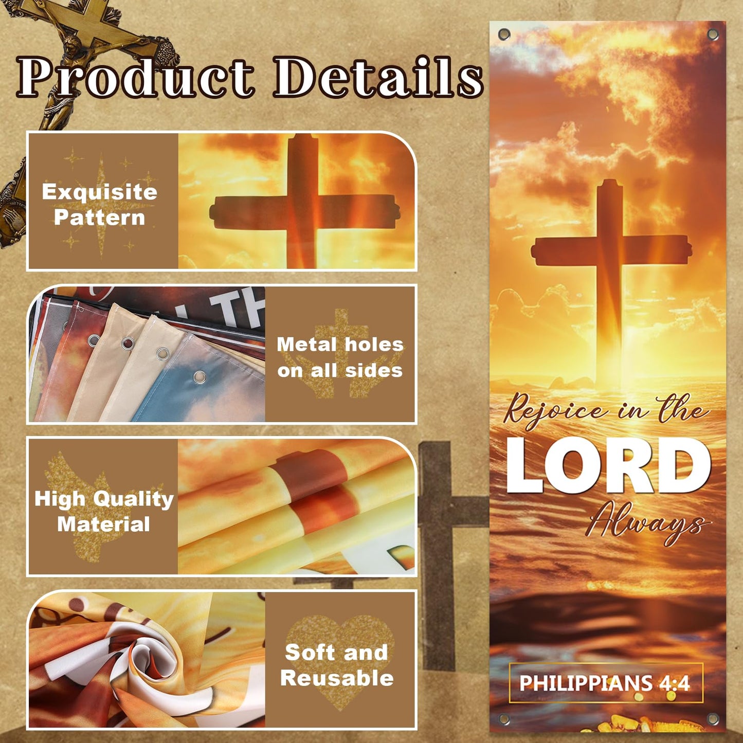 4Pcs Church Banners for Sanctuary Wall Welcome Religious Banners Hanging Backdrop Sanctuary Church Hanging Signs Bible Verses Banner Scripture Church Hanging Signs for Church School Decor