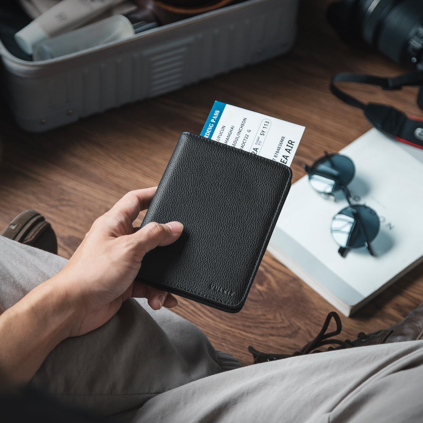 VULKIT Passport Holder Magnetic Closure RFID Blocking Travel Wallet Passport Book Cover Boarding Pass Holder Travel Essentials