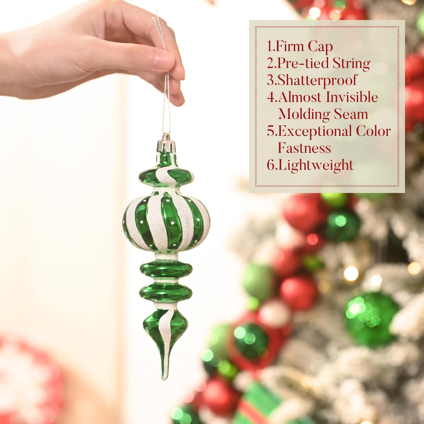 Valery Madelyn Christmas Ball Ornaments Set, 80ct Candy Cane Red Green White Shatterproof Christmas Tree Decorations, Variety Decorative Hanging Ornaments Bulk for Xmas Holiday Party Decor