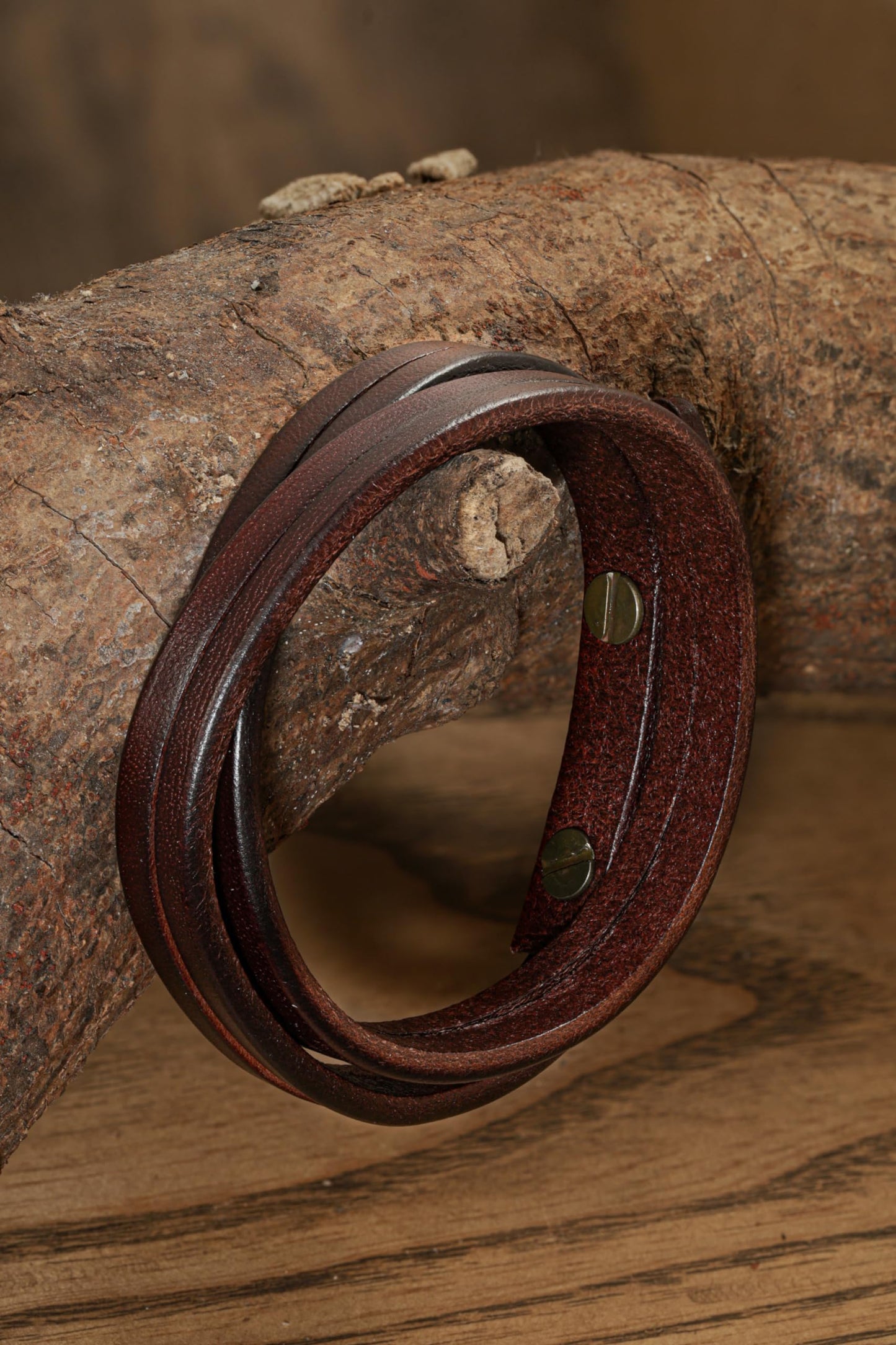 HAQUIL Artisanal Multi-Wrap Brown Leather Bracelet with Vintage Metal Accents for Men