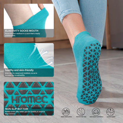 Non Slip Yoga Socks with Grips for Pilates, Ballet, Barre, Barefoot,Bikram,Hospital Anti Skid Socks for Women and Men L