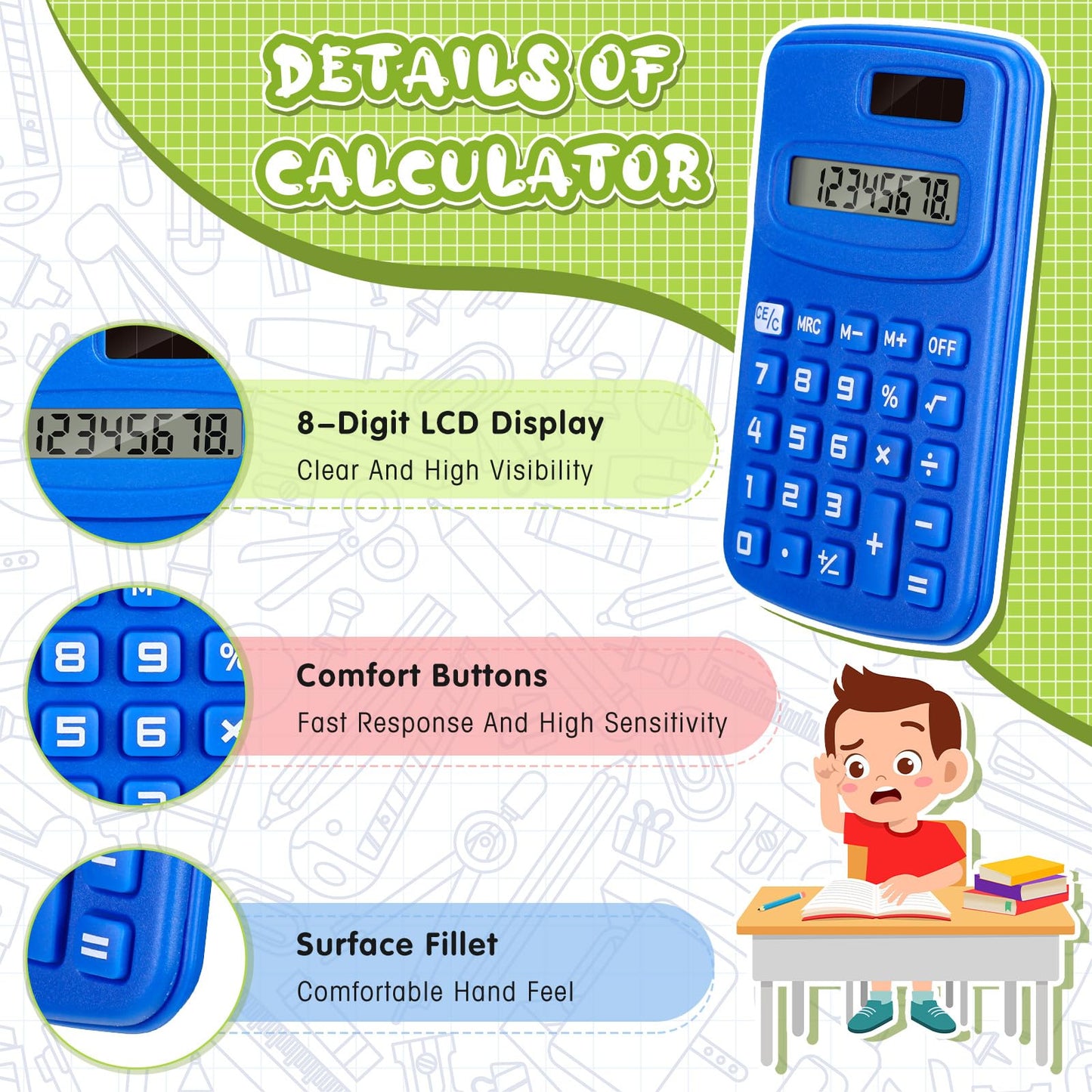 LEIFIDE 24 Pack Pocket Calculator Small Bulk Basic 4 Function Calculator 8 Digit Display Battery Powered for Desktop Home Office School Student Kids (Classic Colors)