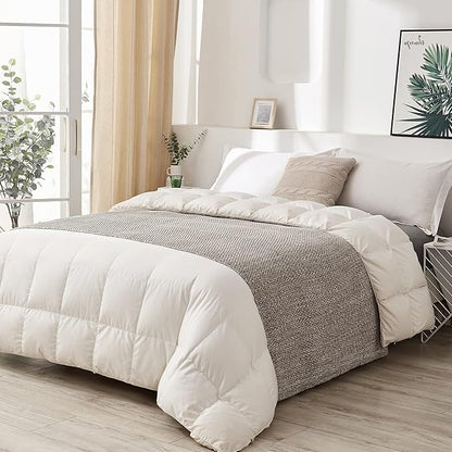 Longhui bedding Knitted Throw Blanket for Couch, Soft, Cozy Machine Washable 100% Cotton Sofa Blanket, Heavy 2.5lb Weight, Laundry Bag Included, Grey and White