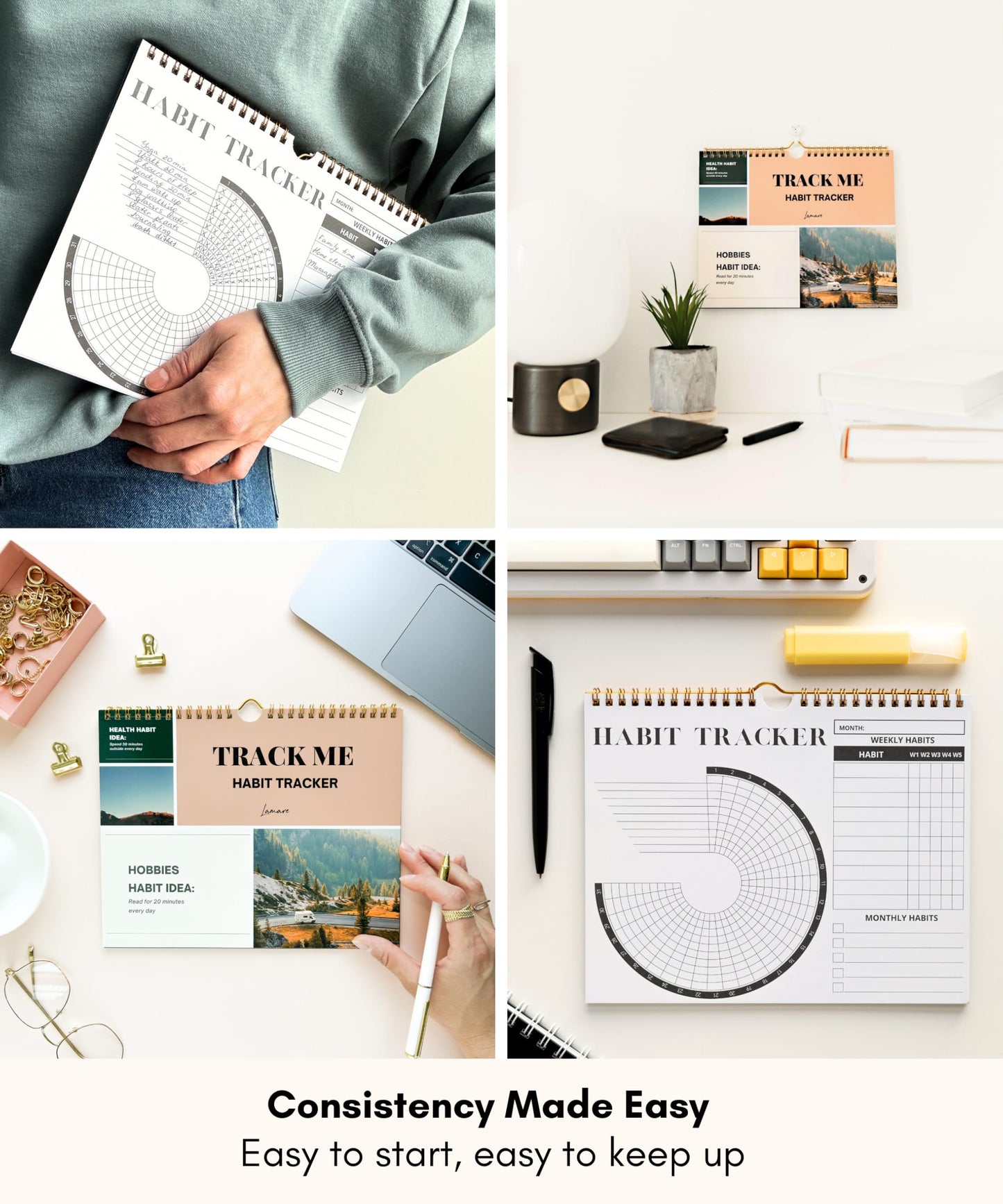 Lamare 2026 Habit Tracker Calendar – Premium Daily Habit Tracker Journal and Goal Board, Workout Motivation & Productivity Tool