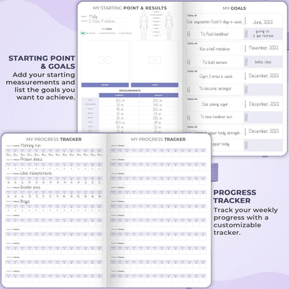 Clever Fox Fitness & Food Journal – Nutrition & Workout Planner for Women & Men – Diet & Gym Exercise Log Book with Calendars, Diet & Training Trackers - Undated, A5 Size, Hardcover (Lavender)