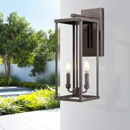 Bestshared Outdoor Wall Sconce Light, 20 Inch Tall Exterior Wall Lighting Fixture with Clear Glass, Anti-Rust Outside Porch Lighting Lamp for House Front Doorway Patio (Rust, 20"-1 Pack)