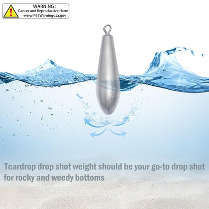 Drop Shot Fishing Weights Sinkers Teardrop Weights Bass Fishing Sinkers for Freshwater Saltwater Fishing Gear 1oz to 8oz