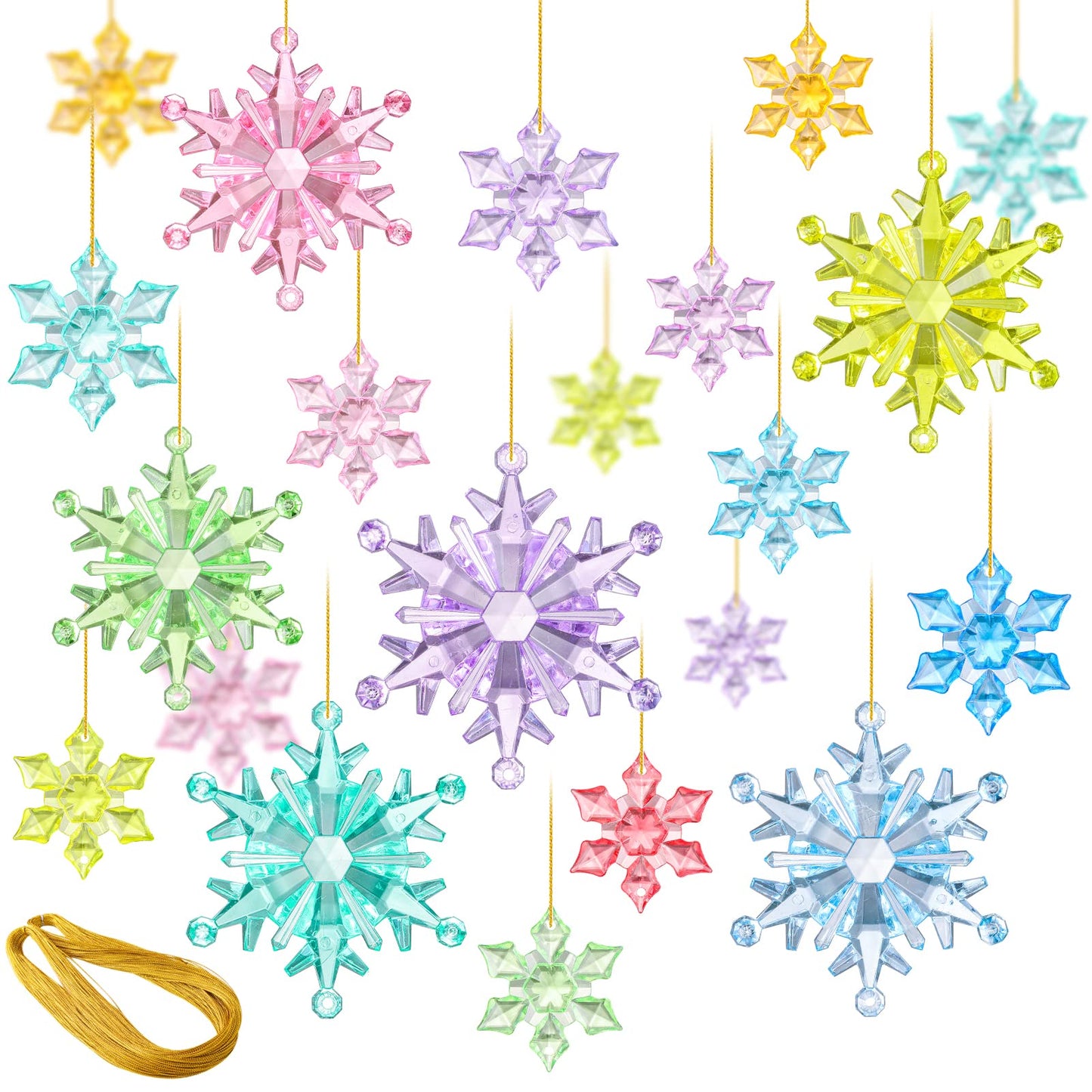 NHBTYKL 51 Pcs Colorful Snowflake Ornaments Acrylic Snowflake Pendants for Christmas Tree Wedding Party Winter Party Ceiling Hanging Deco