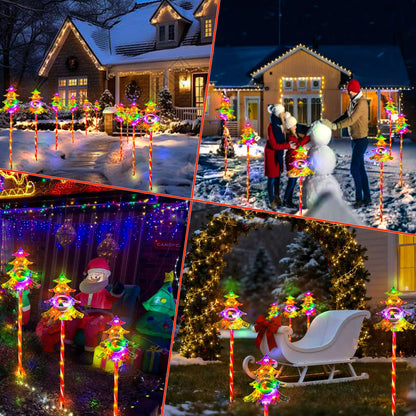 Trunfiste 30.7'' Larger Christmas Decorations Outdoor Solar Pathway Lights, 3Packs Solar Christmas Trees with Colour 51LEDS, Xmas Tree Candy Cane Stake Lights Outside for Garden Porch Path Yard Decor
