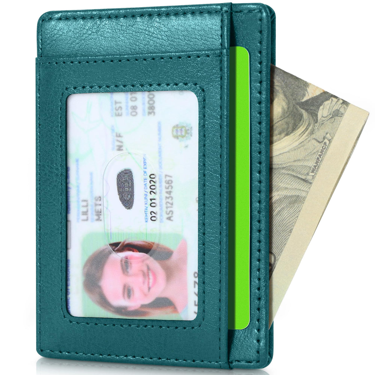 Travelambo Slim Wallet Front Pocket Minimalist Leather RFID Blocking Medium Size