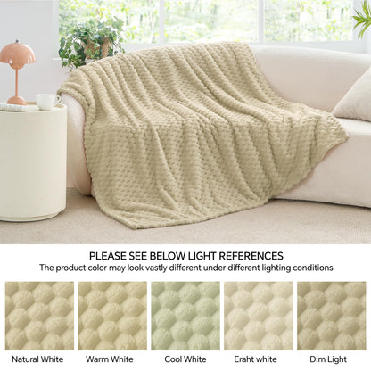 BEDELITE Fleece Throw Blanket for Couch & Bed - 3D Jacquard Decorative Almond Blanket, Super Soft and Cozy Warm Fuzzy Blanket All Seasons Suitable, 50x60Inches